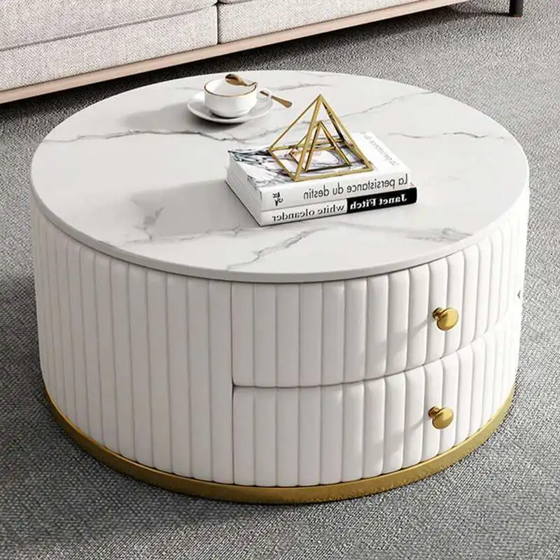 

Nordic Glass Coffee Table Living Room Wooden Embedded Drawers Low Table Luxury Floor Hall countertop Central Design Furniture