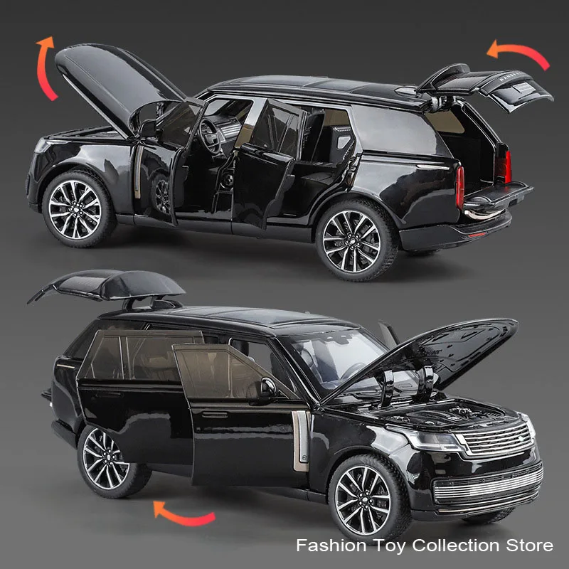 Modèle de voiture en alliage Range Rover Sv2022, haute simulation, moulé sous pression, jouet avec son et lumière, véhicules arrière nervurés, jouets de décoration, 1: 32