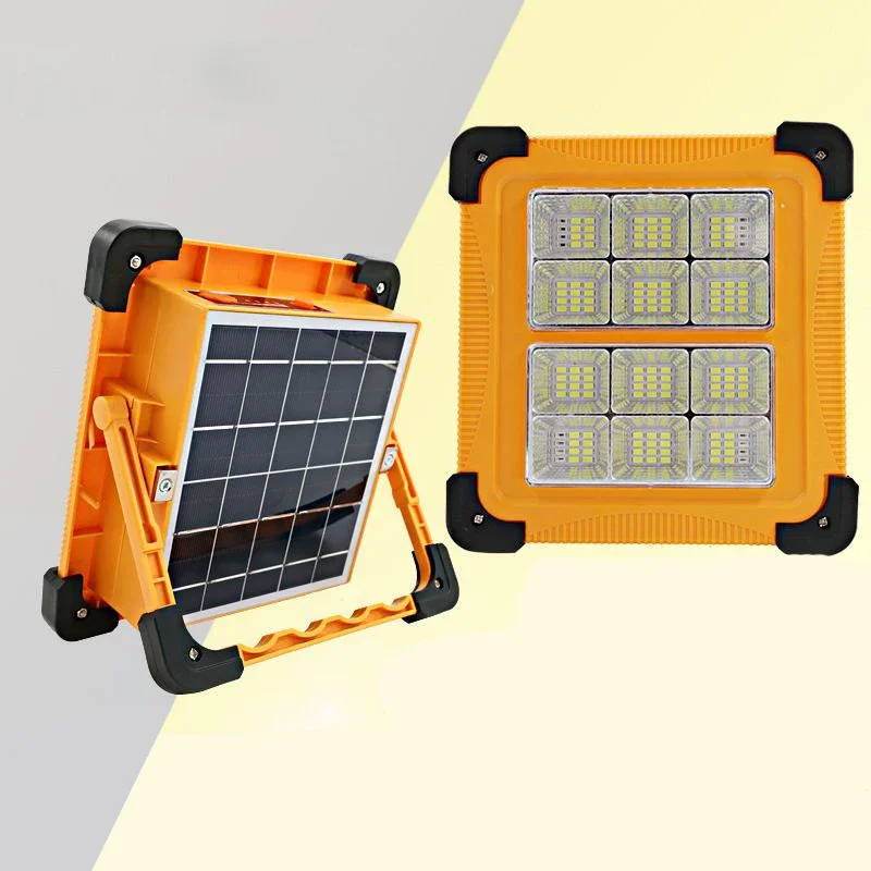 Solar powered rechargeable portable LED floodlight super bright outdoor construction site lighting camping mobile spotlights