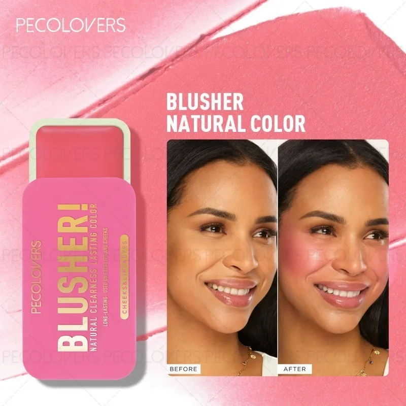 1PC roze push-pull blush crème, gezichtsblush, verheldert de teint van het gezicht, waterdicht en zweetbestendig, schattige make-up