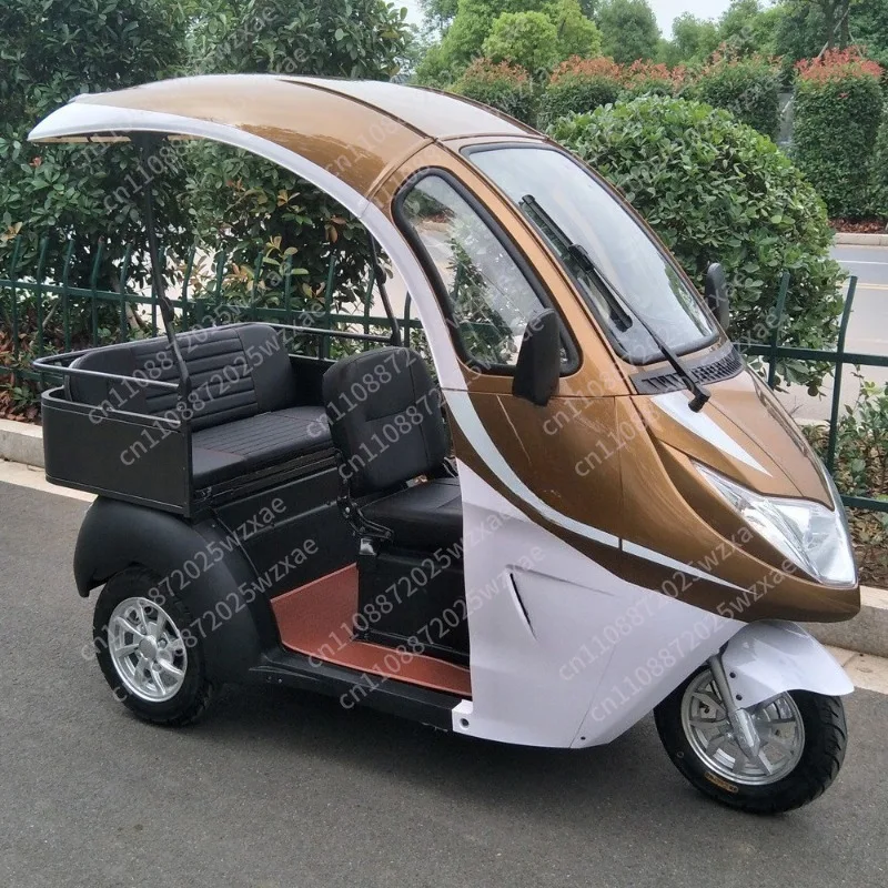 With shading roof passenger and cargo semi-closed adult electric tricycle elderly scooter 800W