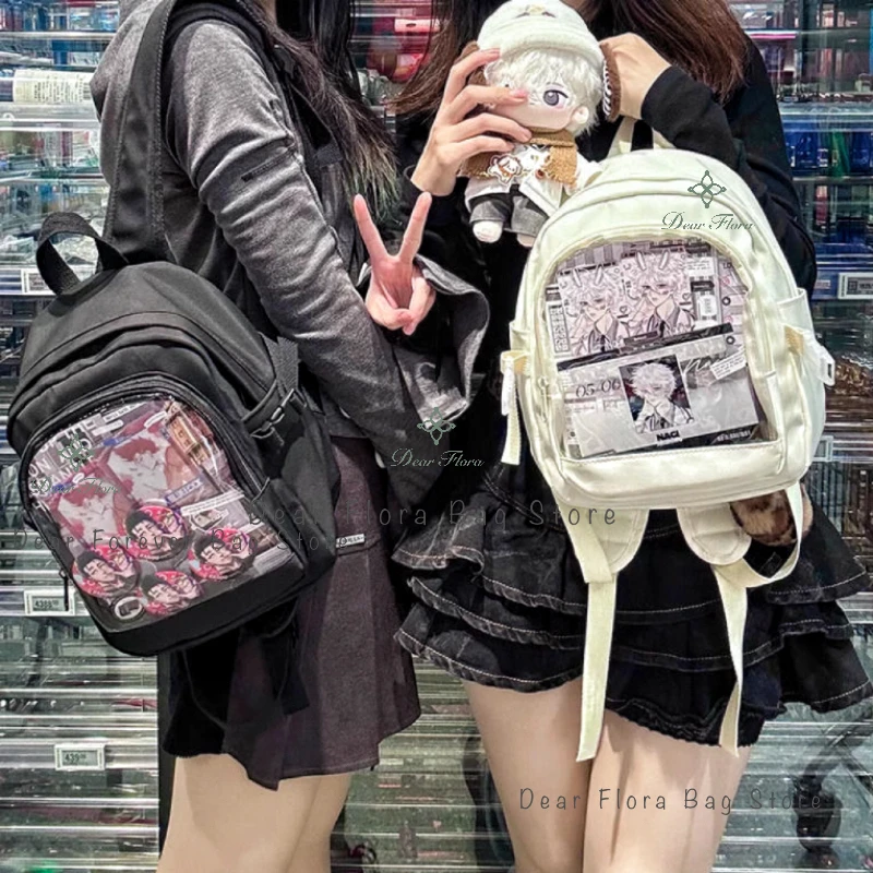 Mini mochila bonita Y2K para mujer, bolso Kawaii Ita, mochila transparente para chica dulce, mochila con exhibición de personalidad DIY, bolso de hombro Lolita