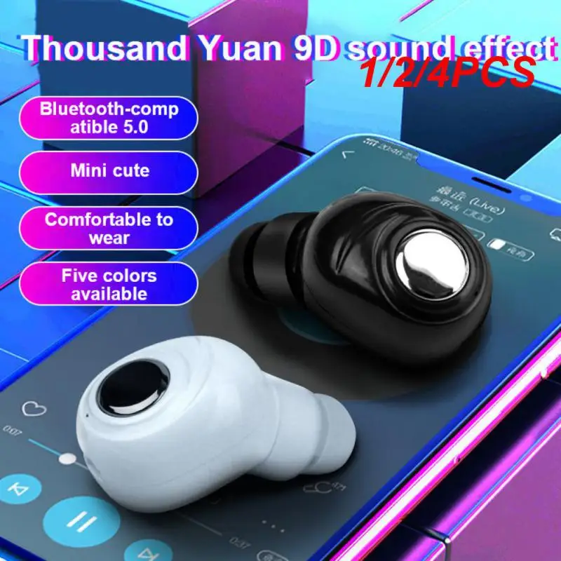 1/2/4PCS New Mini Invisible Ture Wireless Earphone Noise Cancelling Headphones Handsfree Sport Stereo Headset With Mic