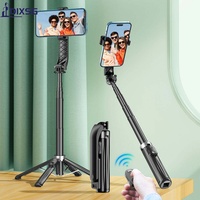 DIXSG Quadripod Foldable Aluminum Selfie Stick Extendable Portable Mobile Stand Tripod with Wireless Remote for Phone