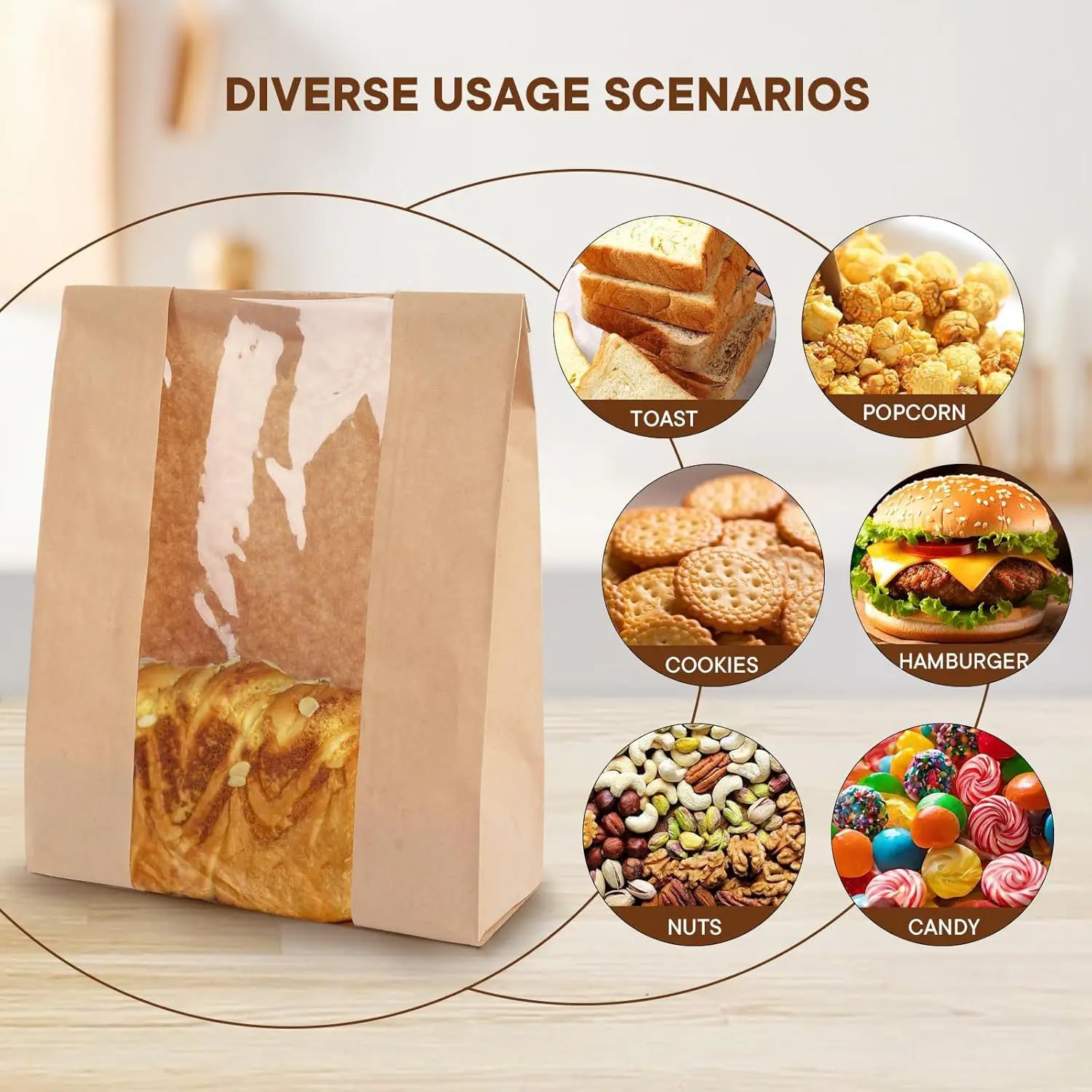 Large Bread Bags For Homemade Bread Sourdough Paper Toast Bags With Clear Window Bakery Bags For Cookies Cakes Party Decor