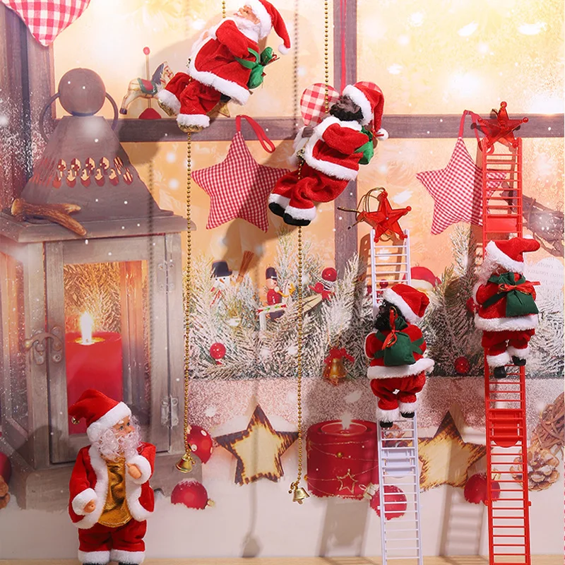 

Christmas Decoration Electric Ladder Climbing Rope Santa Claus Children's Gift Black Ladder Christmas Pendant