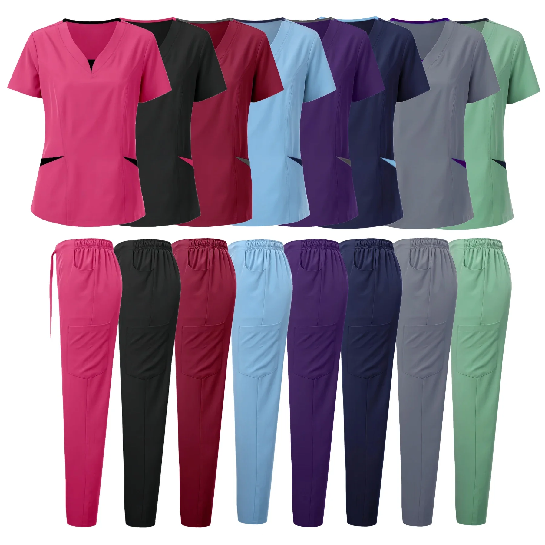 

Fashionable Medical Scrubs Joggers Uniforms Nurse Doctor Dentist Tshirt Blouse Comfortable Joggers Suit Hospital Women Workwear