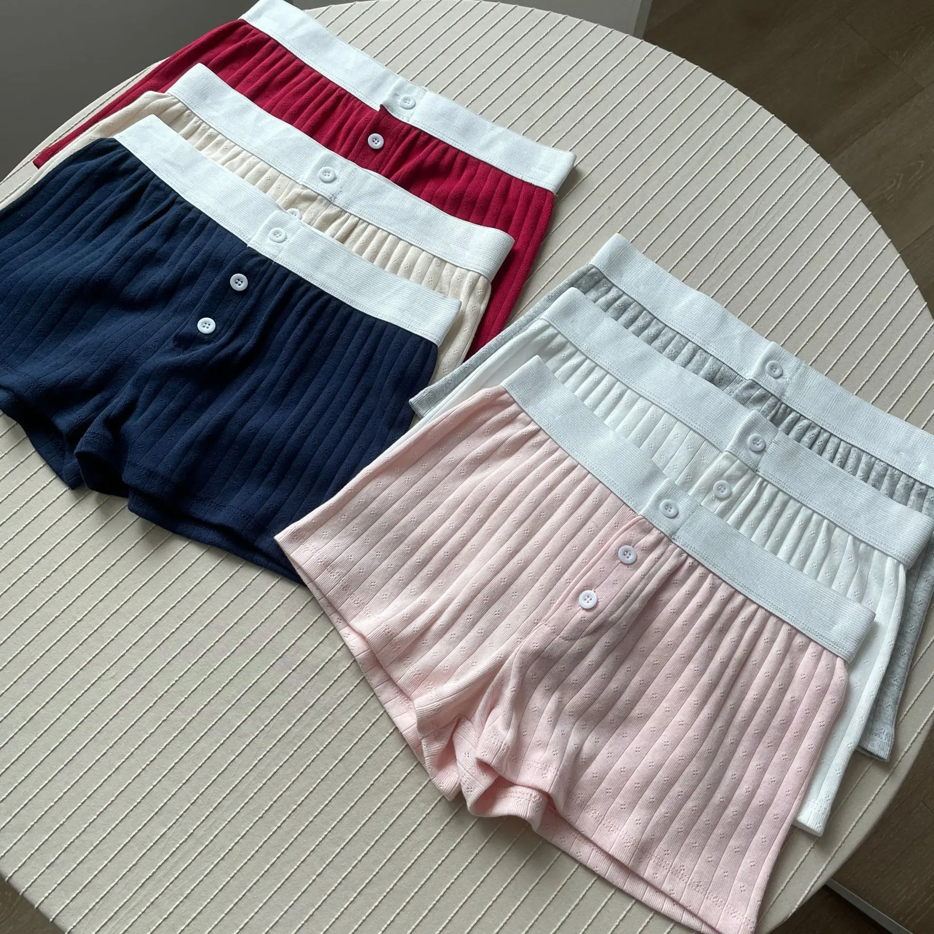 Floral Print Buttons Shorts Women Chic Sexy Low Waist Slim Cotton Vintage Short Pants Y2k Fashion Sweet Cute Home Cozy Underwear