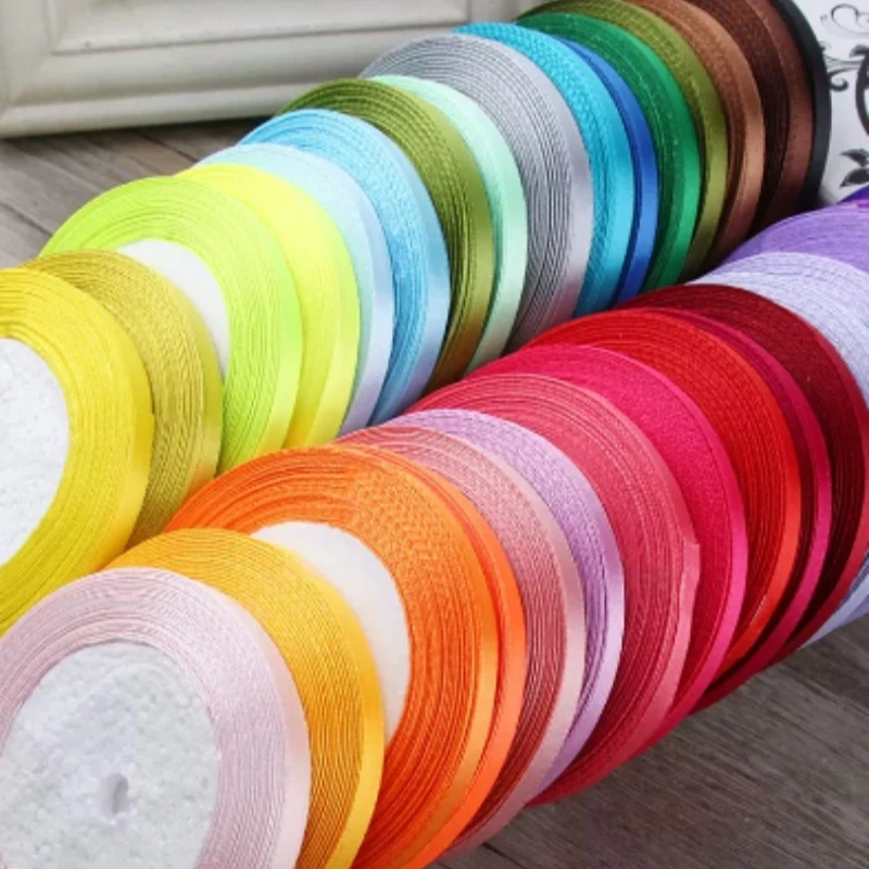 Hot Sale (25yards/roll) 10mm Satin Ribbons Wine Red Beige White Party Wedding Gift Decoration Packaging DIY Handmade Materials