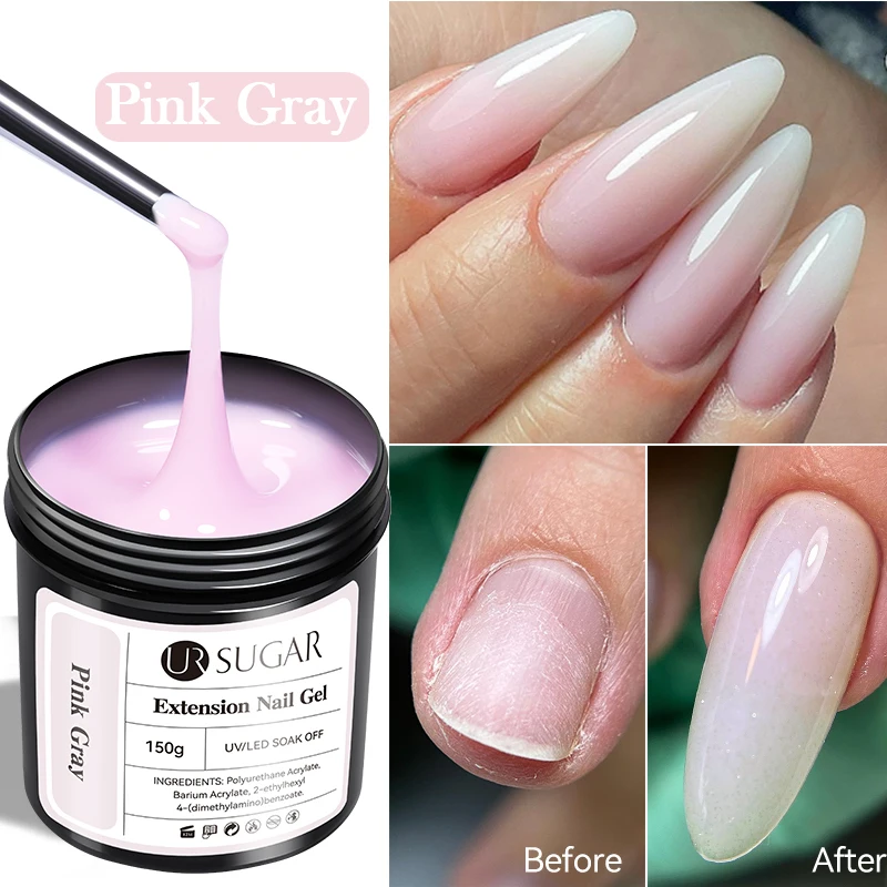 

UR SUGAR 150g Pink Gary Jelly Extension Nail Gel Polish Semi Permanent Acrylic Crystal Fast Construction Gel Nail Art Manicure