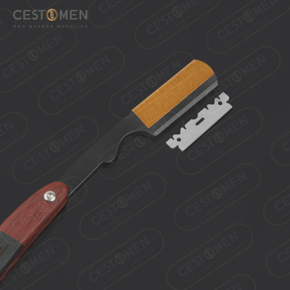 CESTOMEN Barbershop Professional Wooden Premium Quality Lightweight Barber Hair Cutting Straight Edge Razor