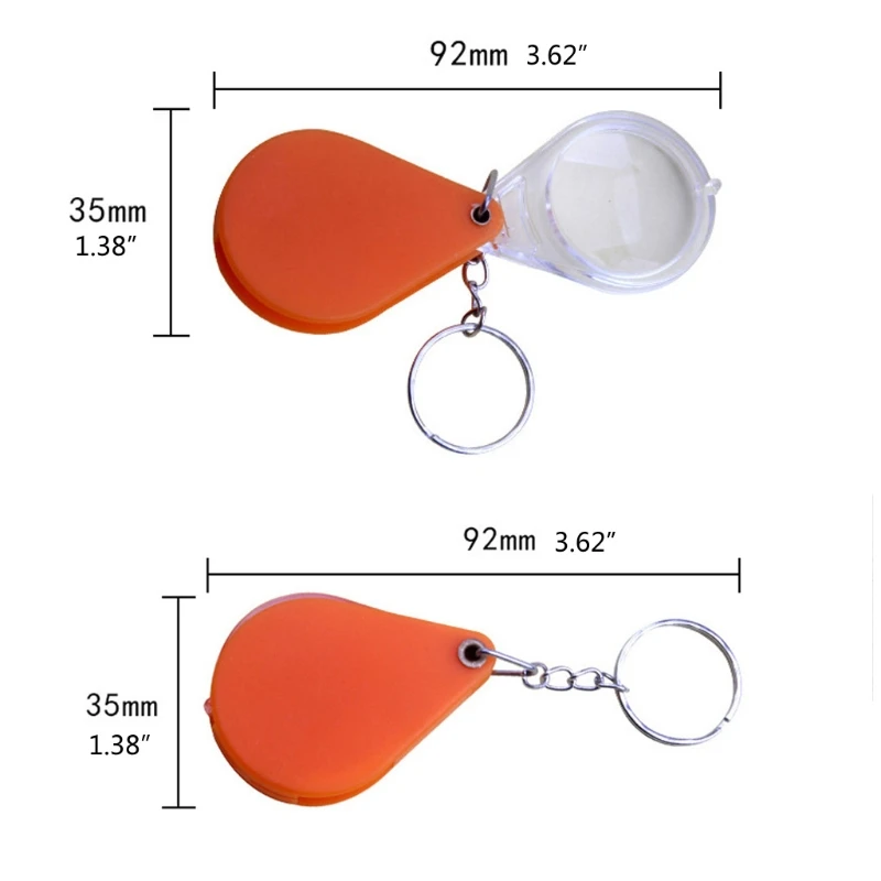 F92C Portable 10x Foldable for Key Ring Magnifier for Key Chain Daily Mini Glasses Folding Magnifier Glass Lens Lo