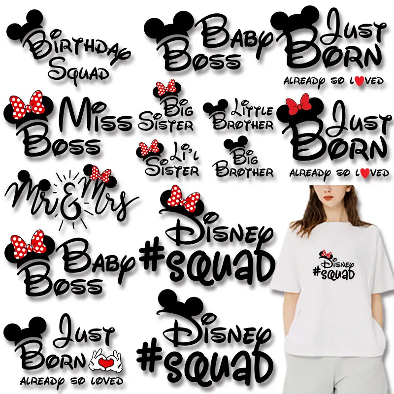 

Mickey Mouse Head Animal Alphabet Pattern Iron On Transfer Patches for Clothing DIY T-shirt Washable Stickers on Fabric