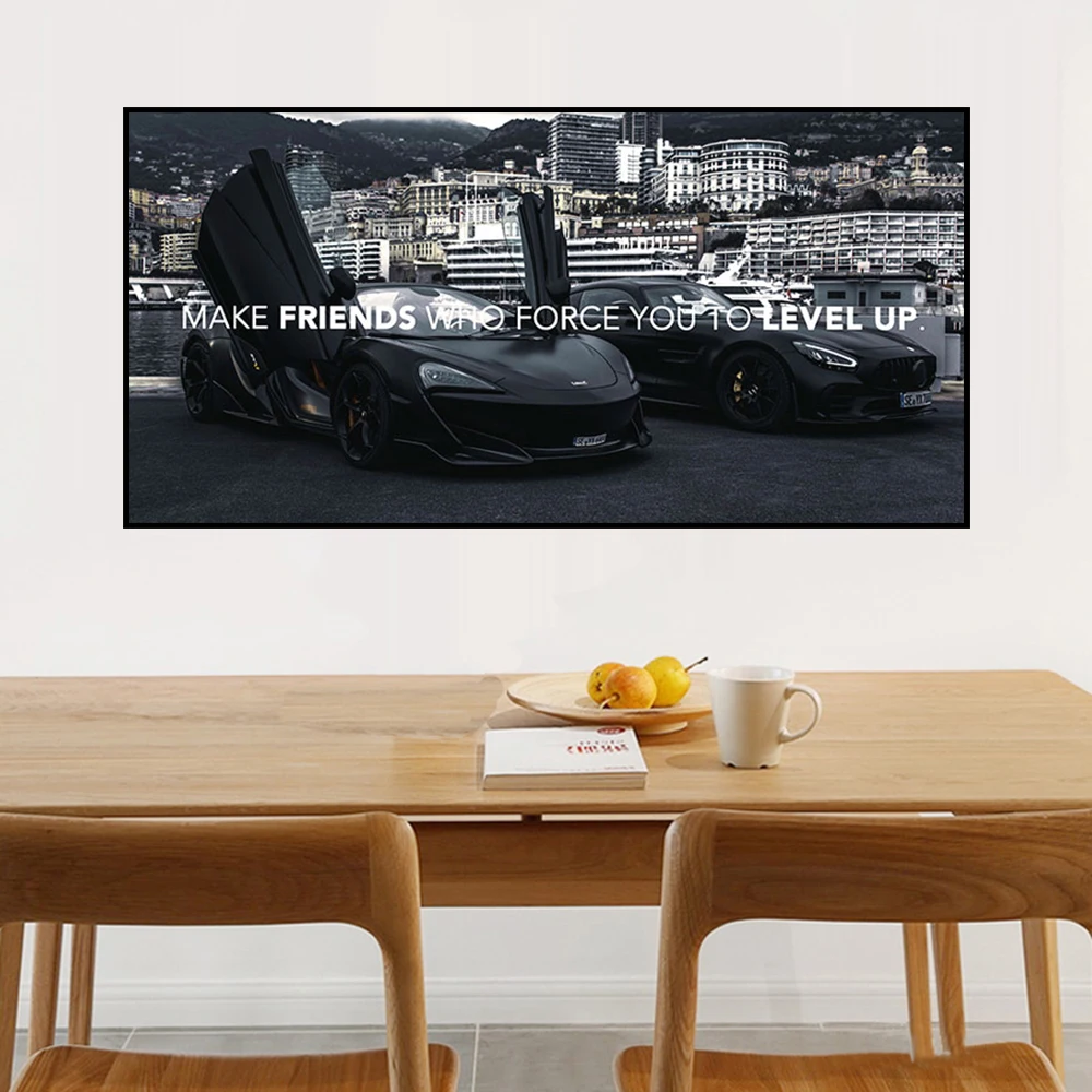 أحب أحلامك النجاح تحفيزية ملصق سيارة رياضية فاخرة ملهمة قماش اللوحة جدار الفن صورة مكتب ديكور المنزل