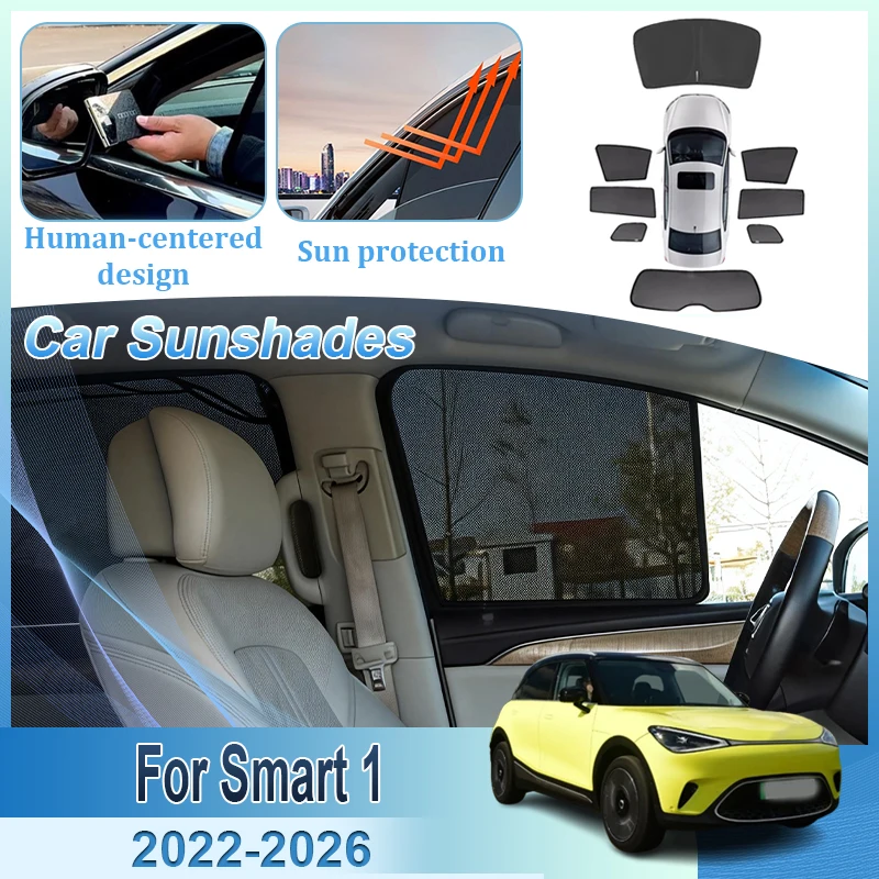 

Сетчатый солнцезащитный экран для Smart 1 2022-2026: магнитный, анти-УФ, для защиты от солнца и обеспечения конфиденциальности, аксессуары для автомобиля
