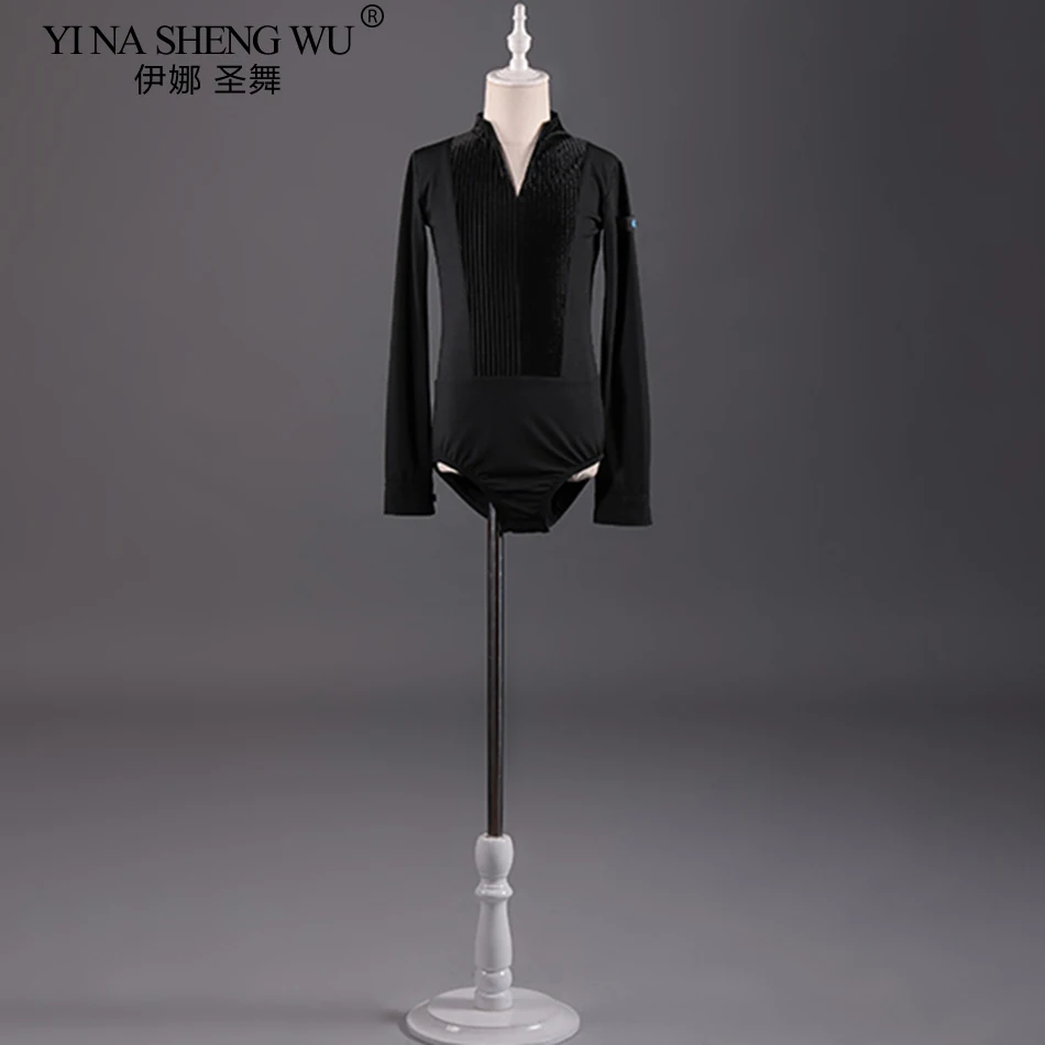 2025 جديد طويل الأكمام الأطفال الرقص اللاتينية تي شيرت الكتف حفرة الأولاد ملابس الرقص اللاتينية قاعة الرقص البطن التانغو