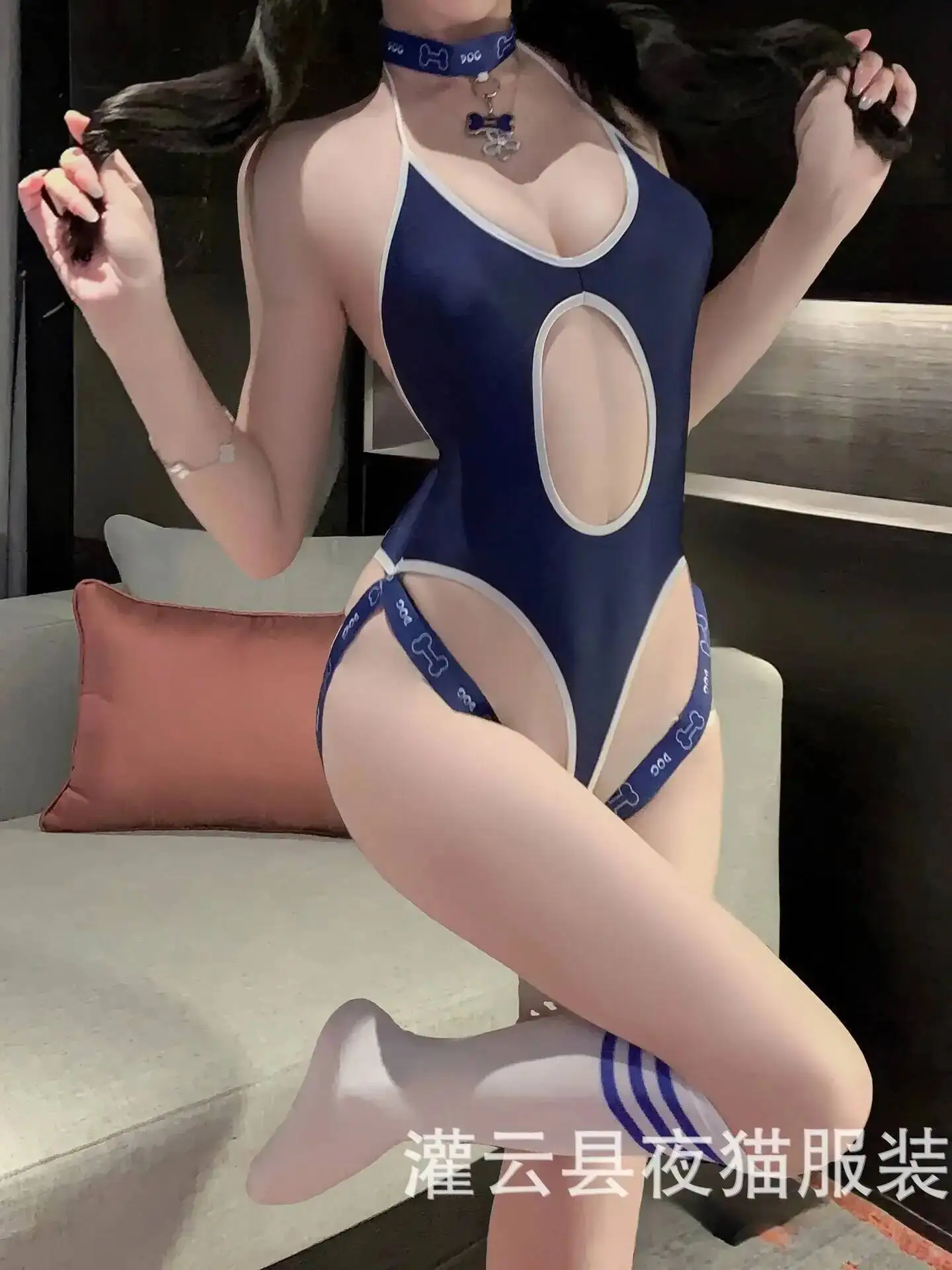 Nachtclub Sexy Body Pure Desire Stijl Halter Band Hoge Split Backless Strakke Body Hollow Out Voor Vrouwen Body QOM2