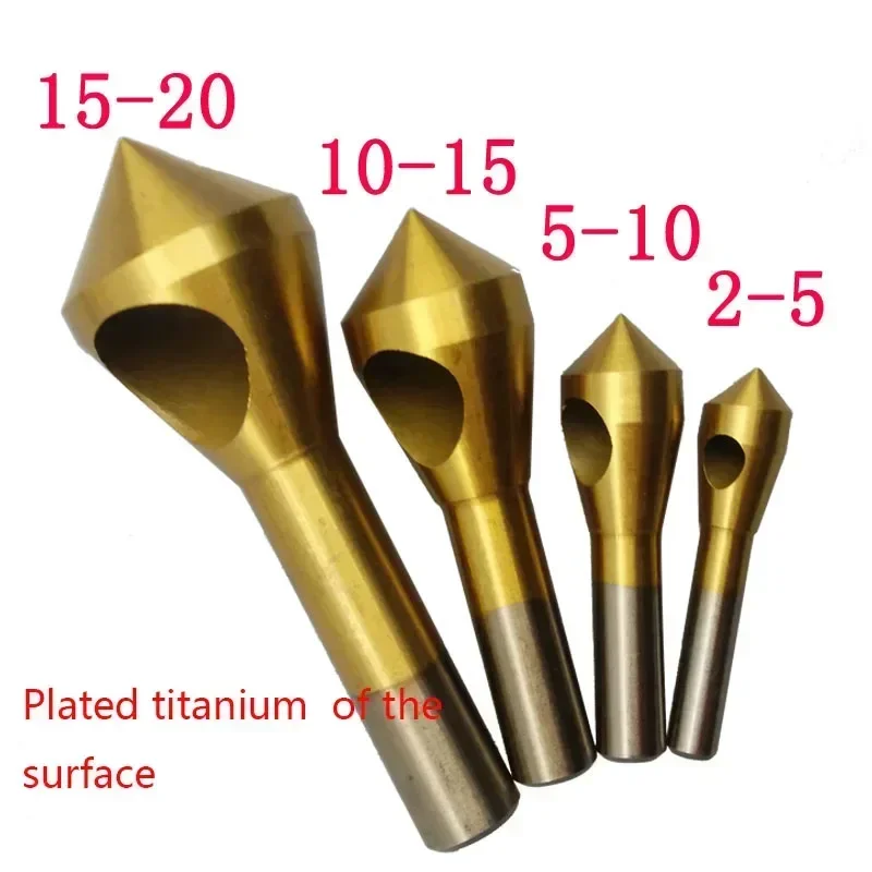 

4PCS Titanium Coated Countersink Deburring Drill Set Taper Hole Cutter for Steel &Aluminum 2/5/10/15/20 Degrees Chamfering Tools