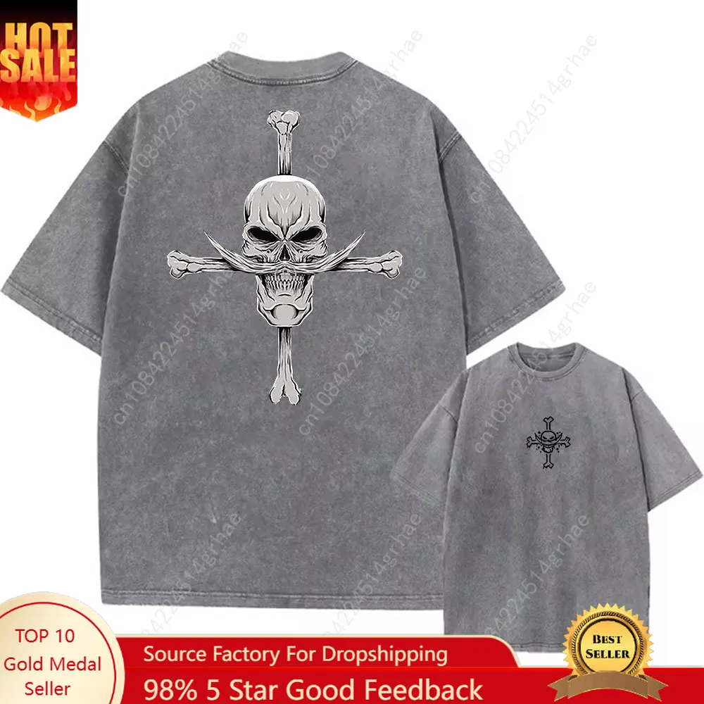 

Hip Hop Retro Washed T-Shirt Streetwear Anime Print Graphic Summer T Shirt 100% Cotton Unisex Tshirt Men Women Tops Tees Y2K