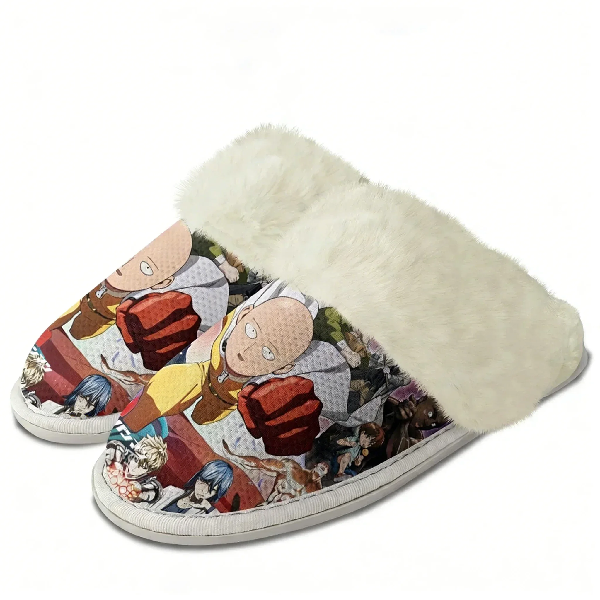 One Punch Man Plush Slippers Keep Warm Shoes Mens Womens Home Cotton Bedroom Customized Thermal Lightweight Slipper DIY