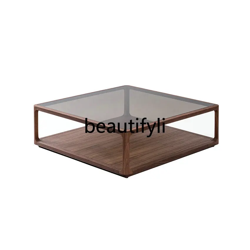 

Black walnut square handed down coffee table solid wood combination modern simple furniture