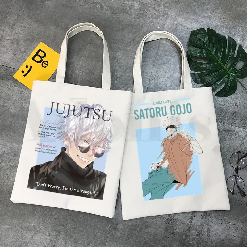 Gojo Satoru Jujutsu Kaisen Cartoon Hip Hop Handbags Shoulder Bags Casual Shopping Girls Handbag Women Elegant Canvas Bag