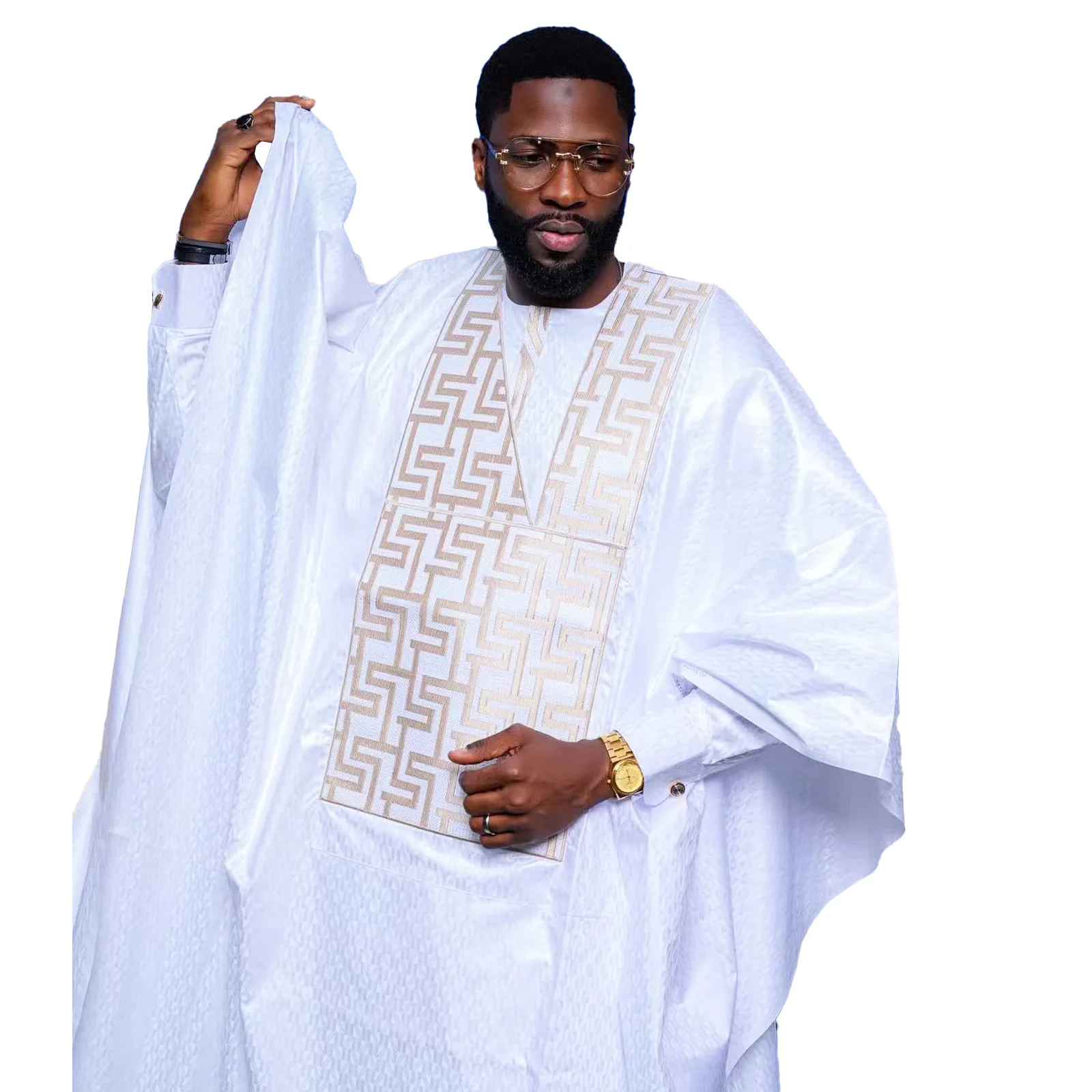 

Африканская одежда для мужчин Базен Риш Дизайн вышивки Топ с длинным рукавом