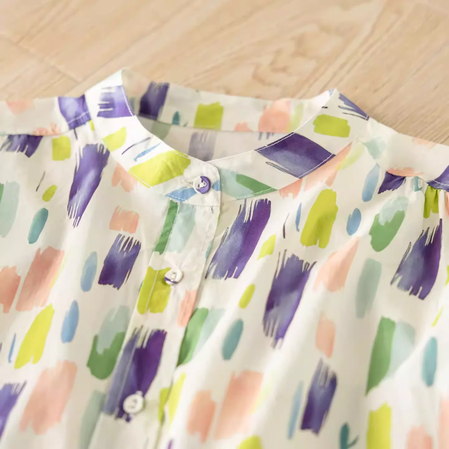 Bust 118cm summer women's clothing harajuku fashion stand collar tie-dye short sleeve shirts and blouses 100% cotton shirts