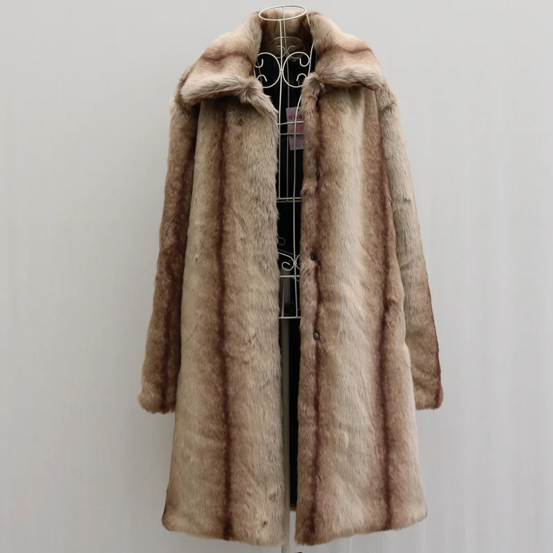 Winter Long Faux Fur Coat Men Thick Warm Fur Coat Long Sleeve Luxury Brand Designer Clothing Plus Size Tops Casual Snowsuits New