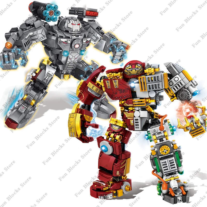 Marvel Translucent MK44 Iron Man Mecha Avengers Hulkbuster Figures Building Blocks Sets MOC Toys Kids Classic Movie Model Bricks