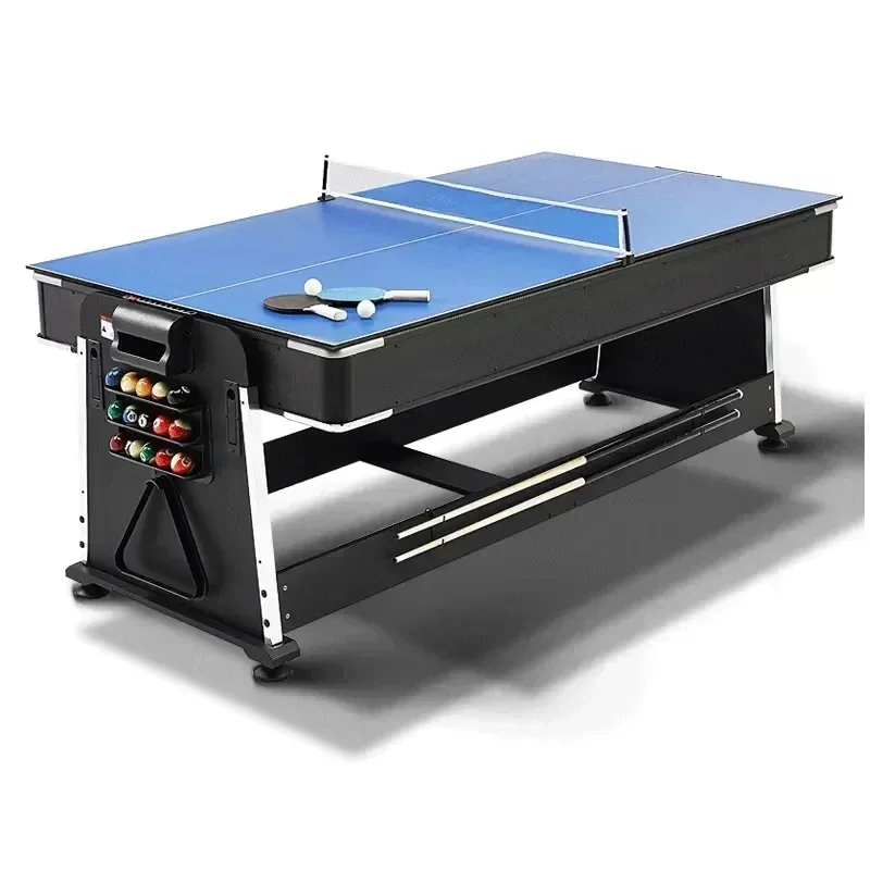 Precio al por mayor, juego de tenis de mesa multiusos giratorio de MDF para interiores, billar, mesa de billar giratoria 4 en 1, restaurante de 7 pies