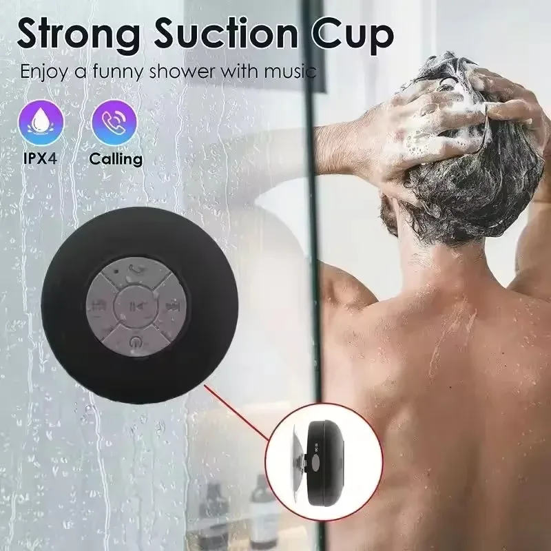 bluetooth-スピーカー防水吸盤マウントワイヤレスポータブルステレオサウンドスピーカー浴室車家庭用電話音楽使用