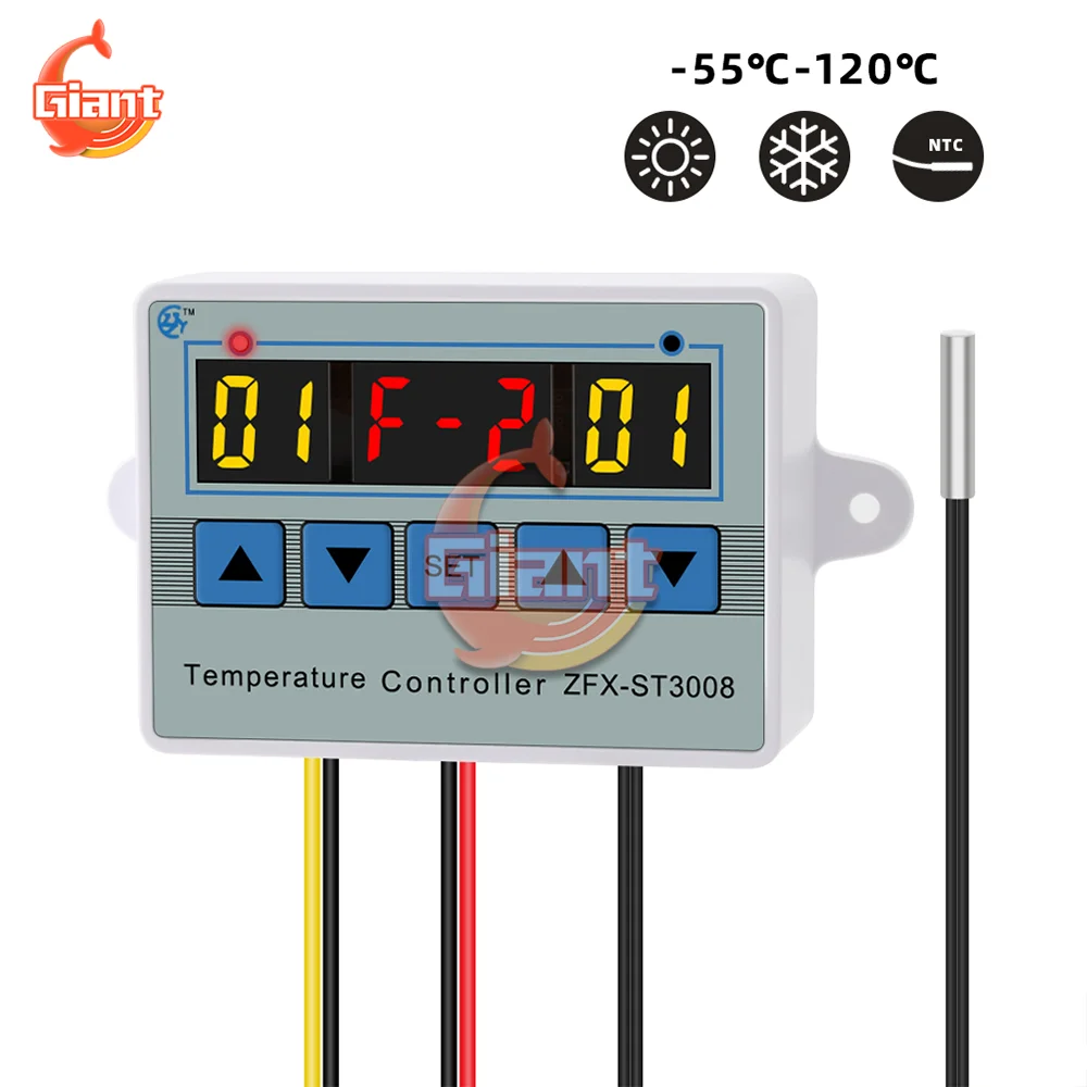 

Intelligent Digital Temperature Controller Three Display Fully Automatic Electronic Temperature Monitor NTC Sensor Thermostat