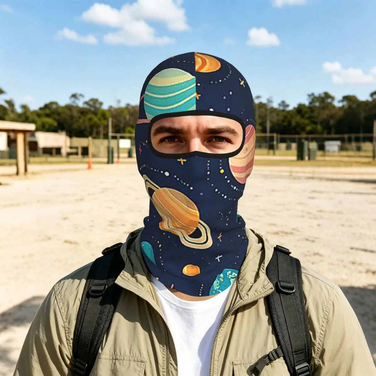Solar System Space Planets Universe Breathable Thin Balaclava Full Face Mask Sun Protection Neck Gaiter For Motorcycle Cycling