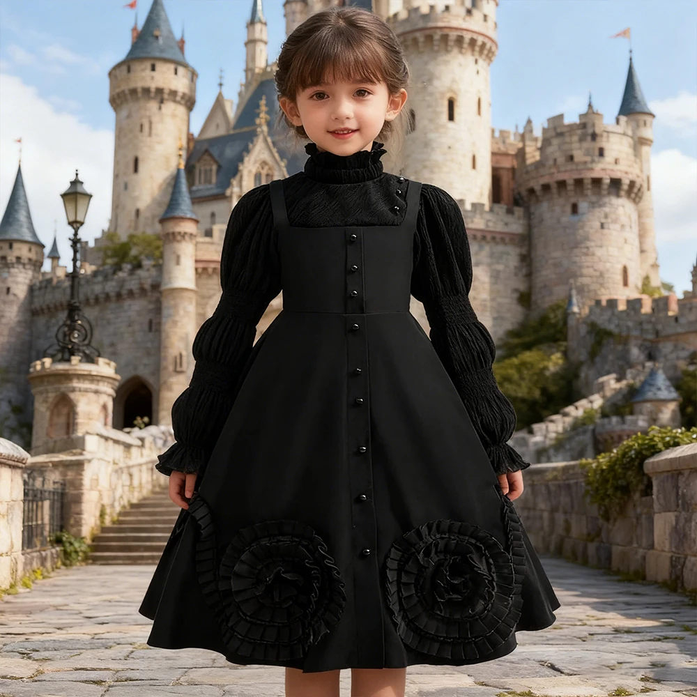 فستان أسود ساحرة شريرة للفتيات فساتين الحفلات أزياء Elphaba التأثيرية ملابس الأطفال فستان سهرة رسمي هدايا عيد الميلاد