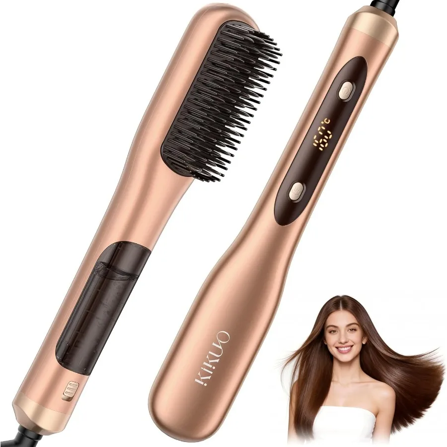 Steam Hair Straightener Brush Pro 3 in 1 for Curly Frizzy Hair Smooth Straightening with Ionic Technology Black