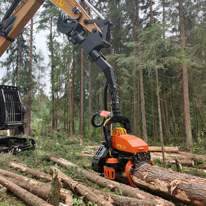 Excavator Mounted Automatic Wood Processing Attachment For Forestry Maintenance And Efficient Timber Management