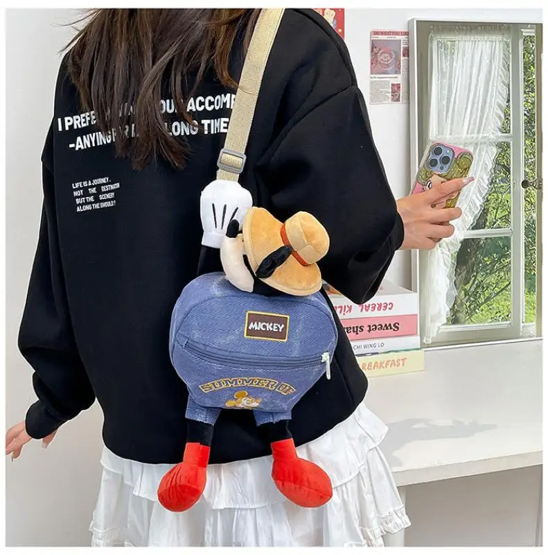 Cute Mickey Girls Camping Crossbody Bag Anime Disney Versatile Fashion Small Backpack Travel Outdoor Bag Women Storage Bag