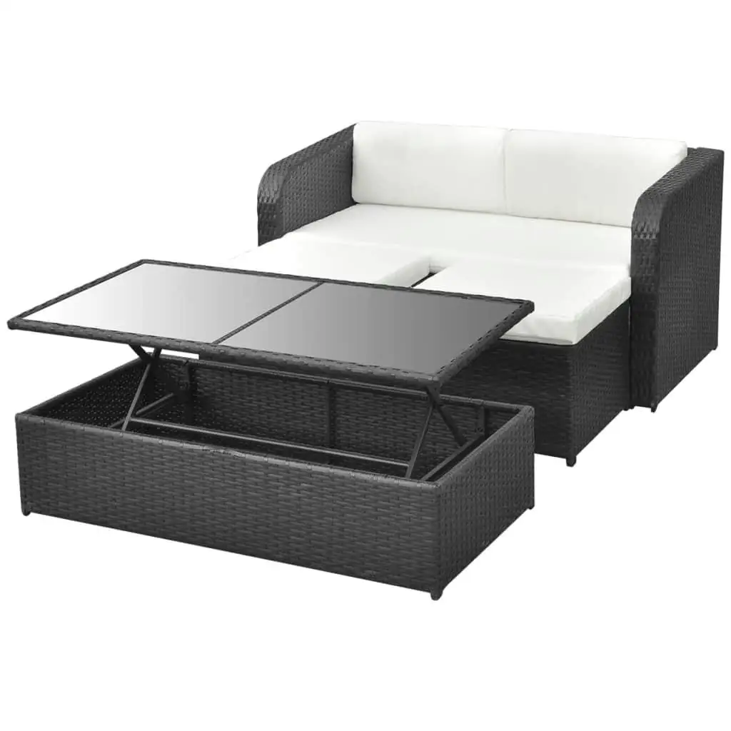 Set da salotto da patio in polyrattan da 4 pezzi con cuscini - Elegante seduta da esterno