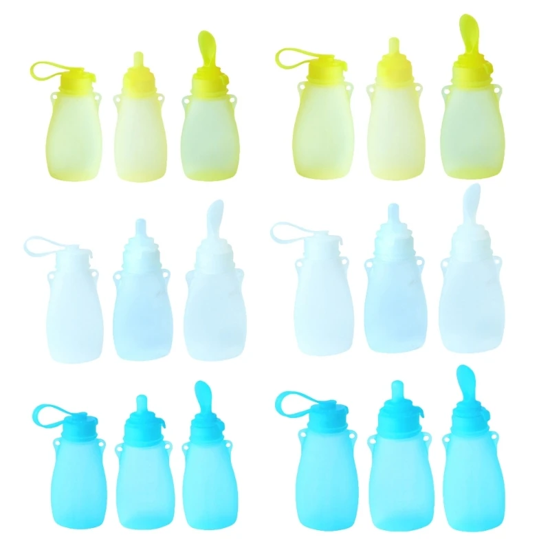 3Pcs Multipurpose Silicone Breastmilk Freezer Bags Reusable & Leakproof Infants Filler Bag for Baby