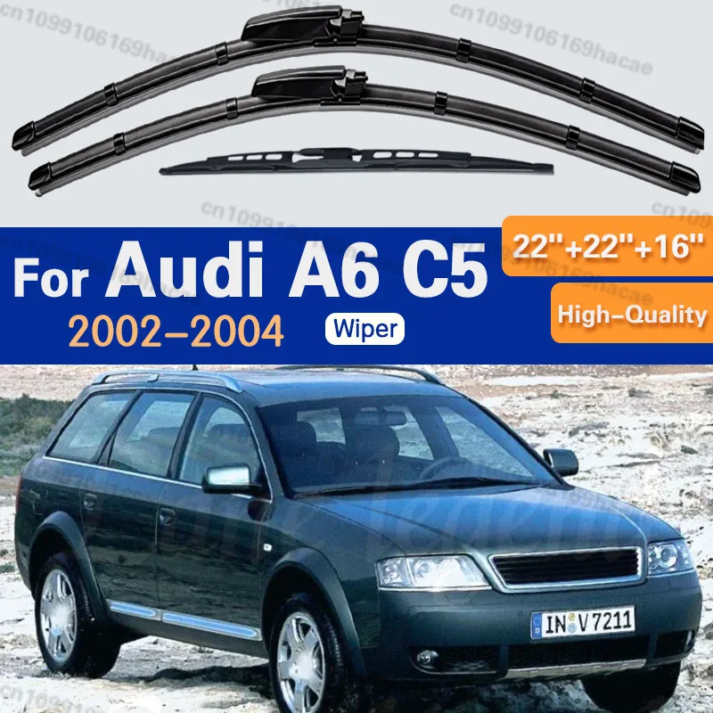 

For Audi A6 C5 2002 - 2004 Wiper LHD Front Wiper Rear Blades Windshield Windscreen Window Rain Brushes 22"+22"+16"