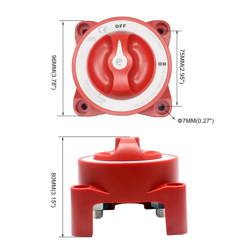 2 Position 32V 350 Amp E-Series Waterproof Ignition Protected Marine Boat Dual Battery Isolator Switches