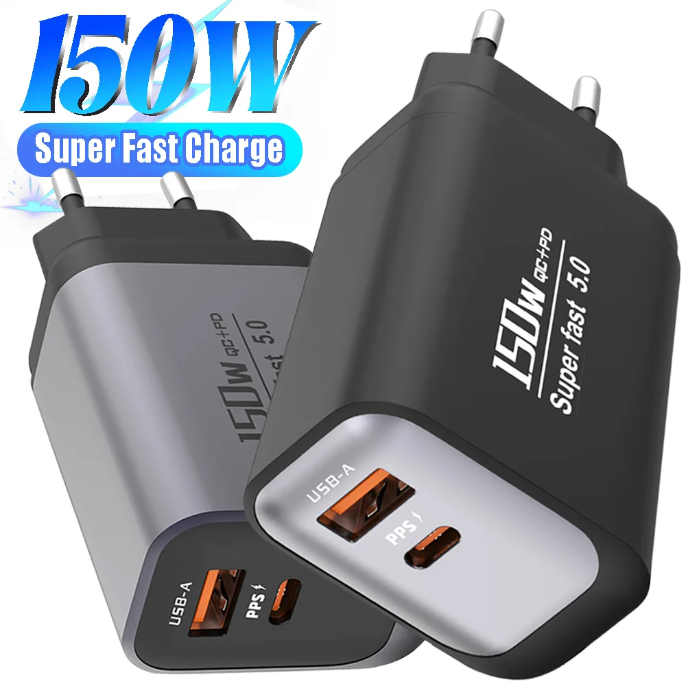 

150W USB Type C Super Fast Charging Phone Charger QC3.0+PD EU Charger Charger Adapter for Iphone 17 16 15 Samsung Huawei Xiaomi