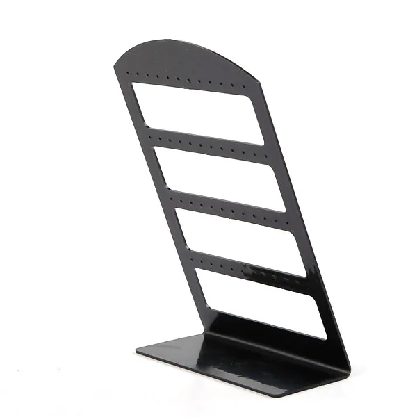 12Pairs Black Plastic Earring Display Rack 13.5x5x18cm 4-Tier 24-Hole Organizer Stand for Easy Access At Home Or Retail