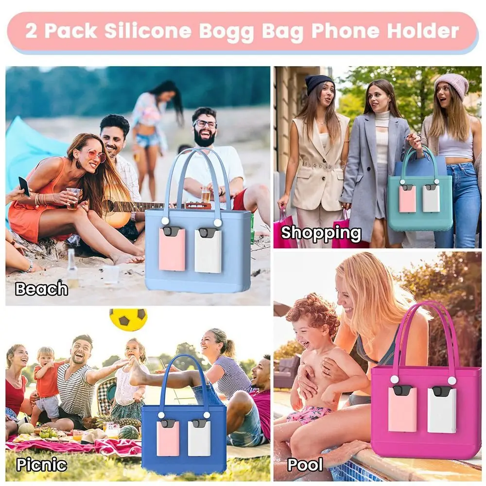 Bolsa de almacenamiento de silicona portátil, funda de inserción de teléfono suave y reutilizable, conector de bolsa de playa para bolsa Bogg, accesorios de bolsa Bogg