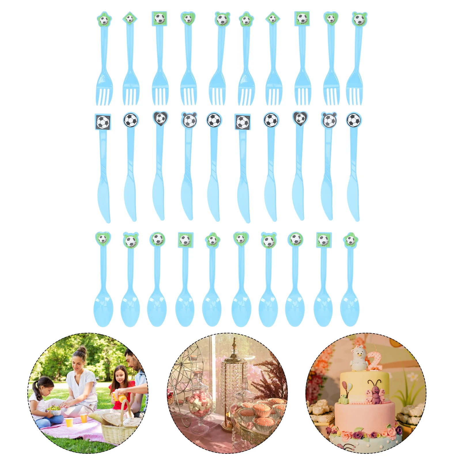 

Football Cutlery Set Reusable Lunch Utensils Travel with Case Tableware Forks and Spoons