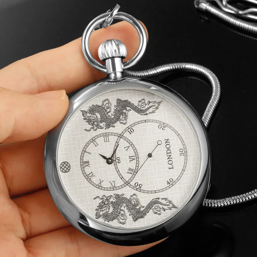 Luxo prata steampunk trem relógio de bolso mecânico mecanismo manual caçador pingente relógio de bolso inoxidável caixa original reloj