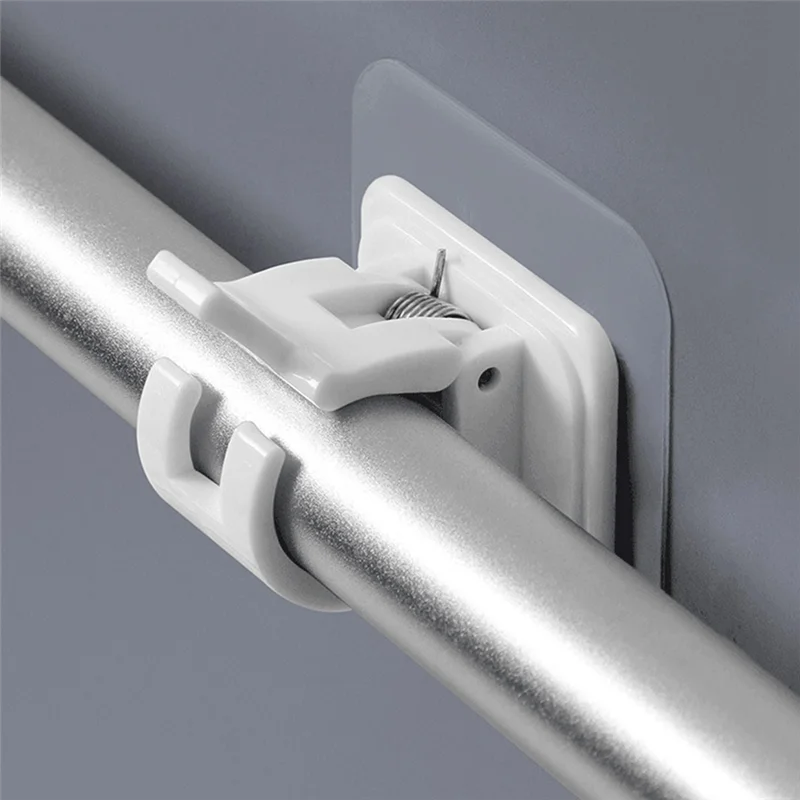 

-A12R 10 Piece Hooks No Drilling Self Adhesive White For Curtain Rod Without Nails Curtain Rod Brackets
