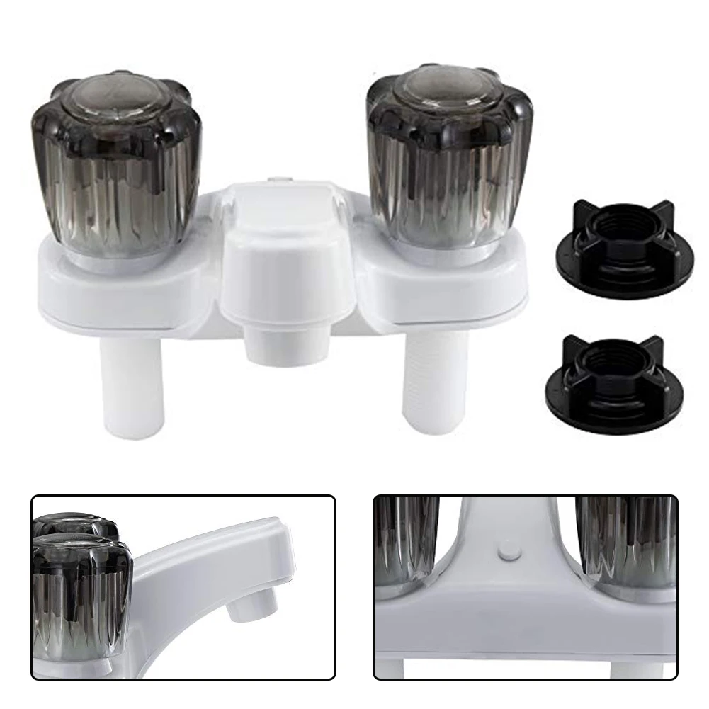 

1PC Bathroom Faucet RV Bathrooms Faucet 15x15x10cm Plastic Temperature Control Easy Installation With Hot & Cold Labels Faucets