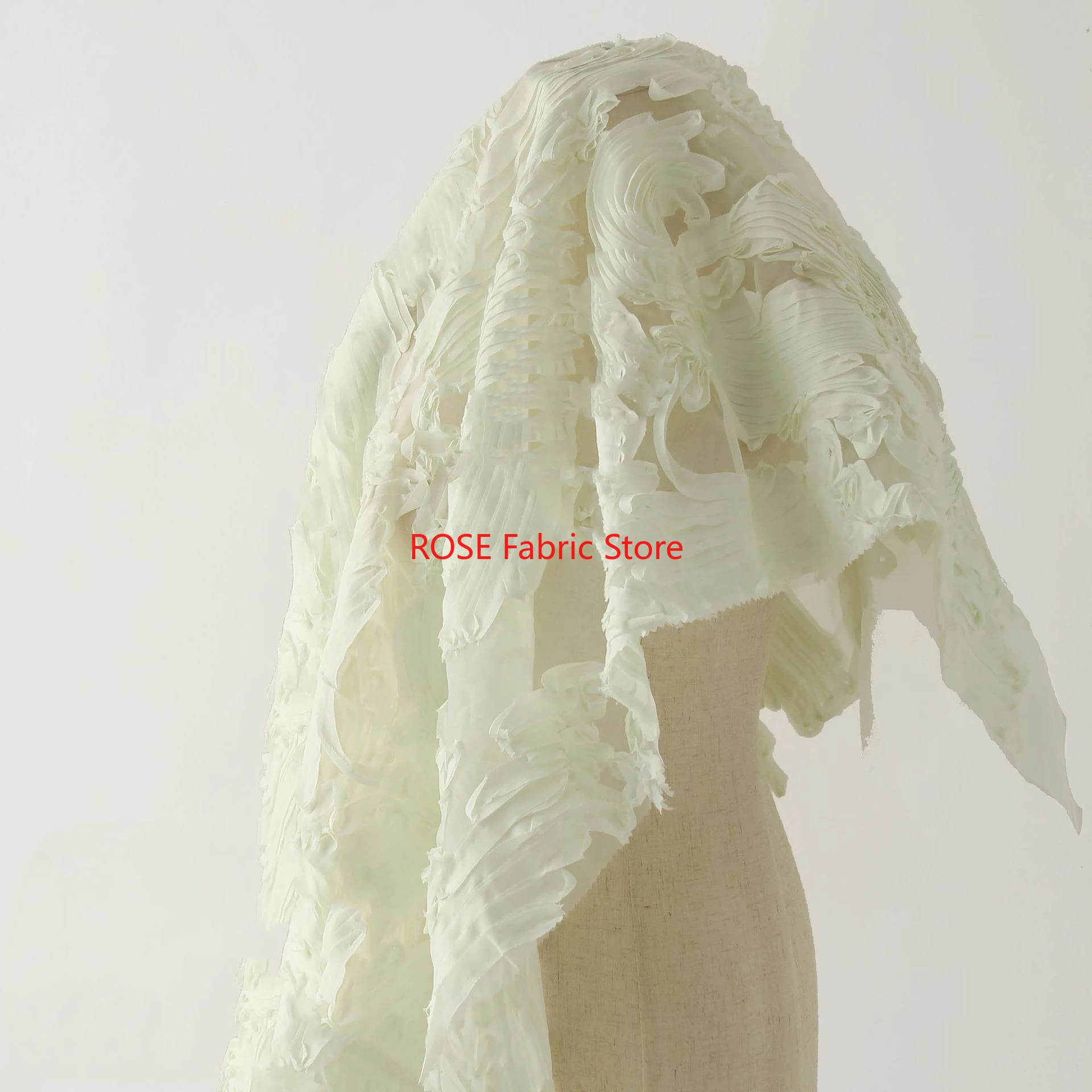 1야드 대형 꽃무늬 거즈 메쉬 자수 원단 드레스 플러피 스커트 DIY 재봉 디자이너 원단